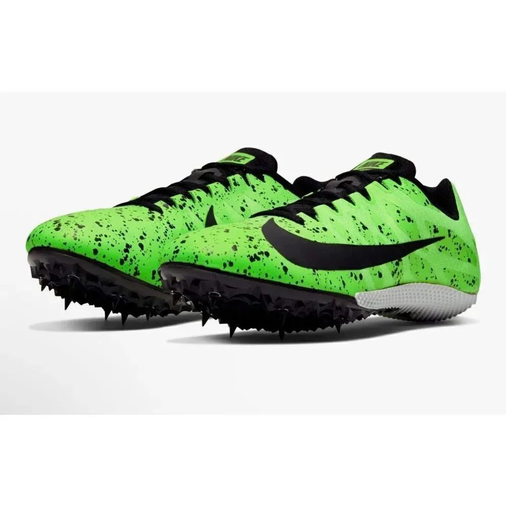 Nike Men's Size 12 Zoom Rival 9 Track Spike Shoes Electric Speckled Neon Green